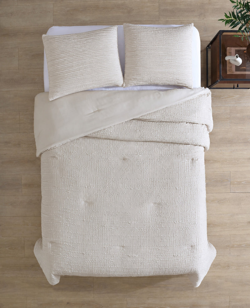 Kenneth Cole - Serenity Wavy Lines Beige Comforter Set HOME BEDDING