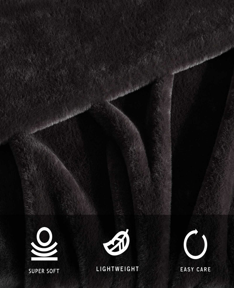 Kenneth Cole - Faux Fur Solid Throw Blanket Bedding