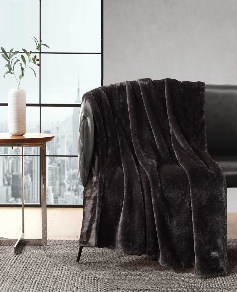 Kenneth Cole - Faux Fur Solid Throw Blanket Bedding
