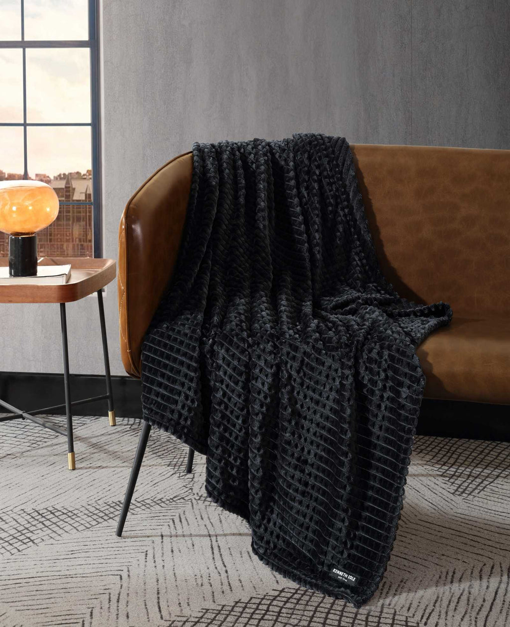 Kenneth Cole - Textured Solid Throw Blanket Bedding 