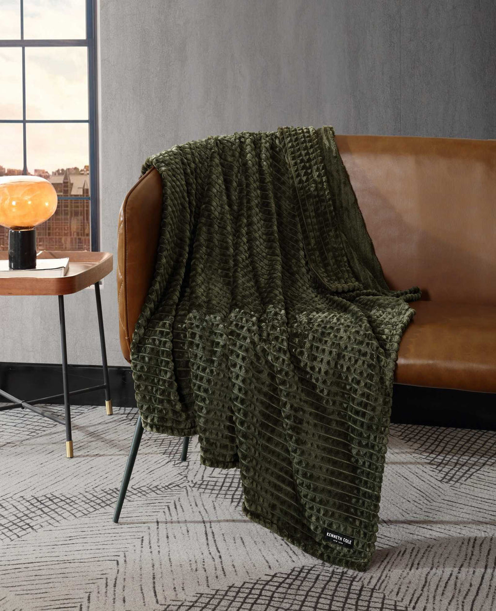 Kenneth Cole - Textured Solid Throw Blanket Bedding 