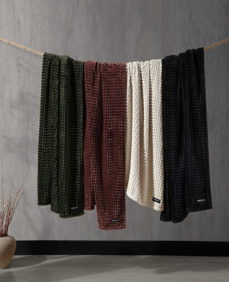 Kenneth Cole - Textured Solid Throw Blanket Bedding