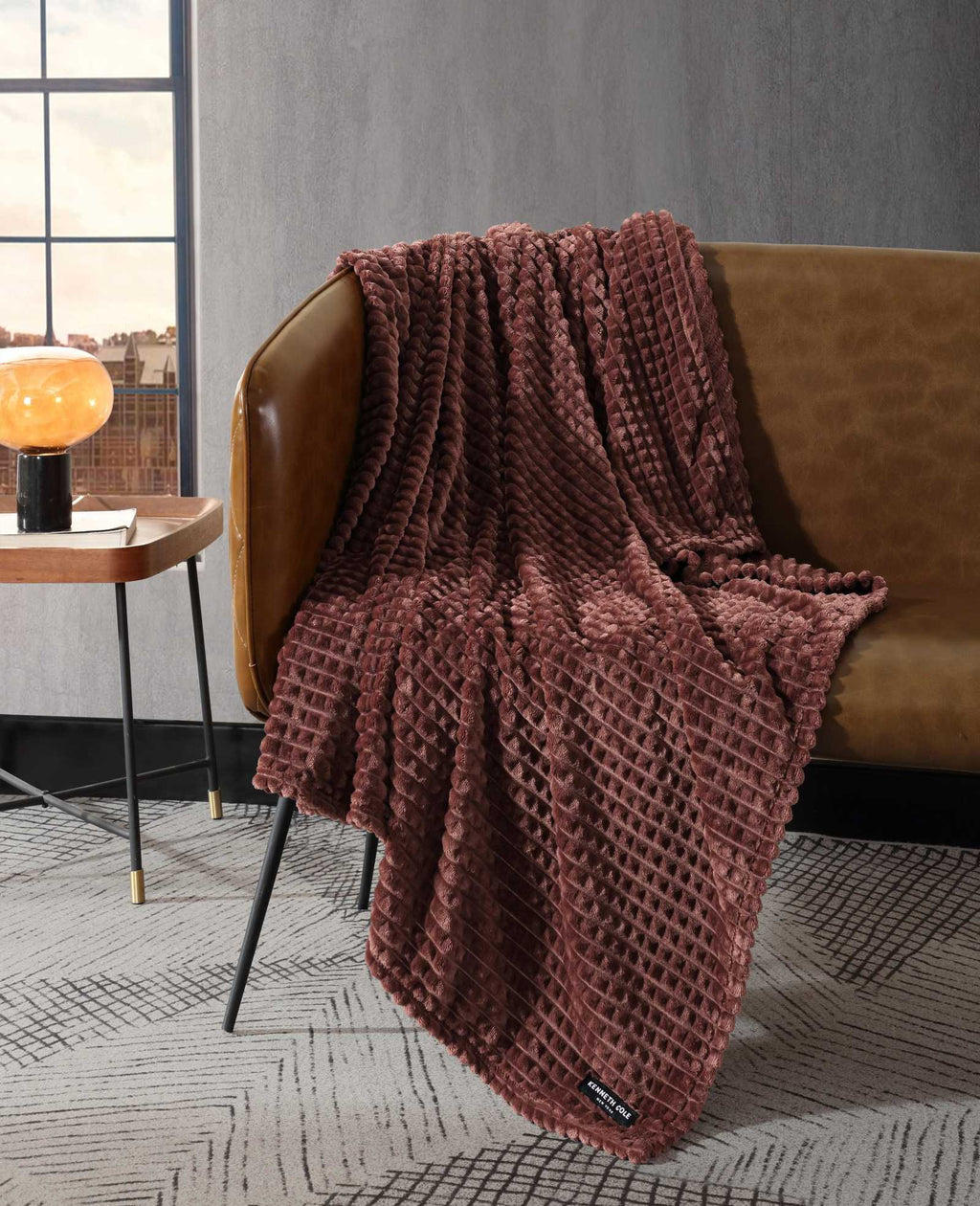 Kenneth Cole - Textured Solid Throw Blanket Bedding 