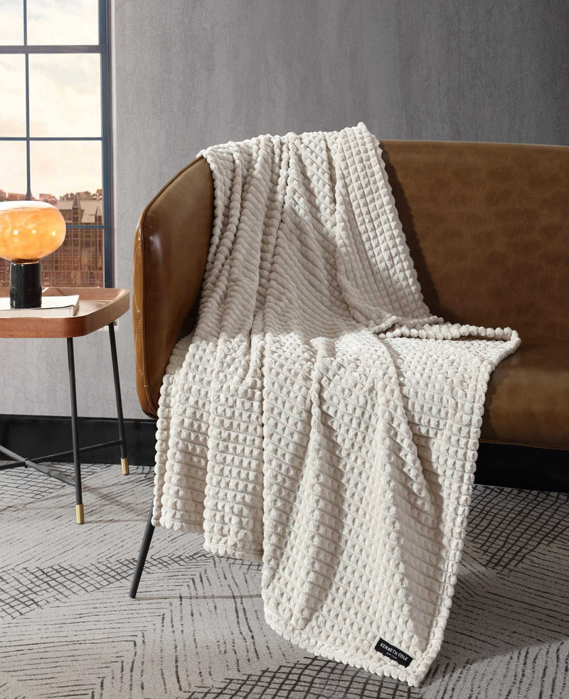 Kenneth Cole - Textured Solid Throw Blanket Bedding