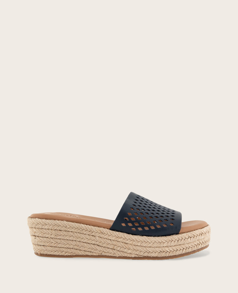 Kenneth Cole - GENTLE SOULS - Vandy Perforated Leather Espadrille Wedge Sandal WOMENS SANDAL for Women