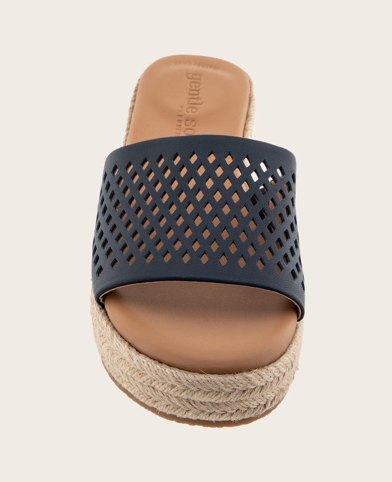 Kenneth Cole - GENTLE SOULS - Vandy Perforated Leather Espadrille Wedge Sandal WOMENS SANDAL for Women