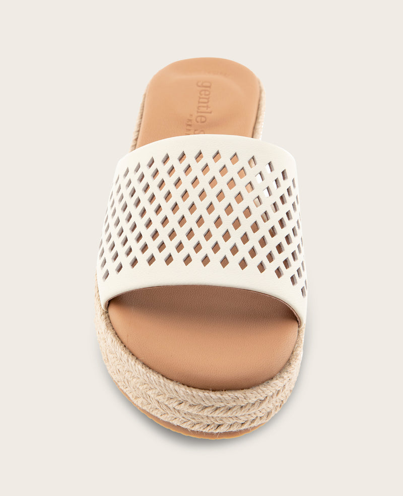 Kenneth Cole - GENTLE SOULS - Vandy Perforated Leather Espadrille Wedge Sandal WOMENS SANDAL for Women
