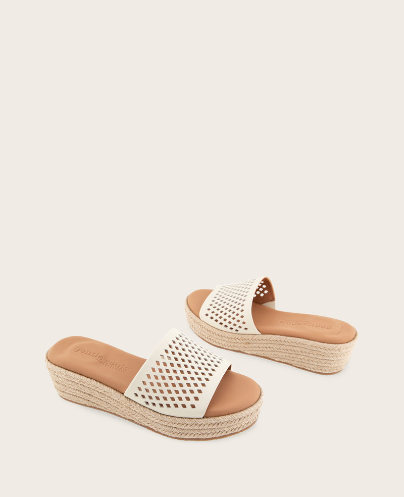 Kenneth Cole - GENTLE SOULS - Vandy Perforated Leather Espadrille Wedge Sandal WOMENS SANDAL for Women