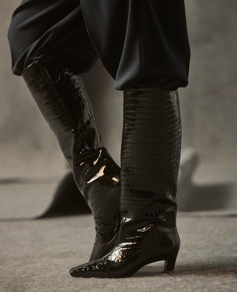 Kenneth Cole - Rubia Croco Patent Tall Heel Boot WOMENS BOOT for Women