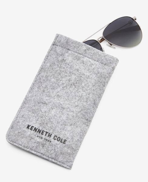 Shop Pilot Titanium Aviator Sunglasses Kenneth Cole