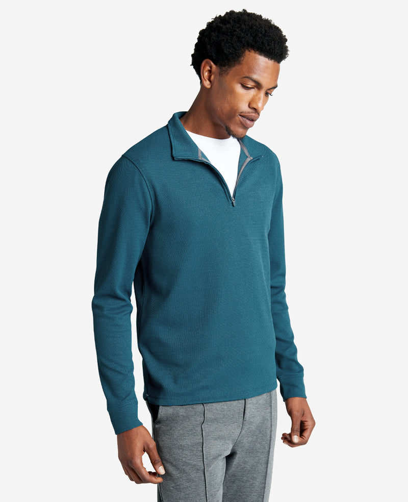 Kenneth Cole Sport Quarter-Zip Knit Pullover in Medium Blue, Size: XL Kenneth Cole Sport Quarter-Zip Knit Pullover in Medium Blue, Size: XL