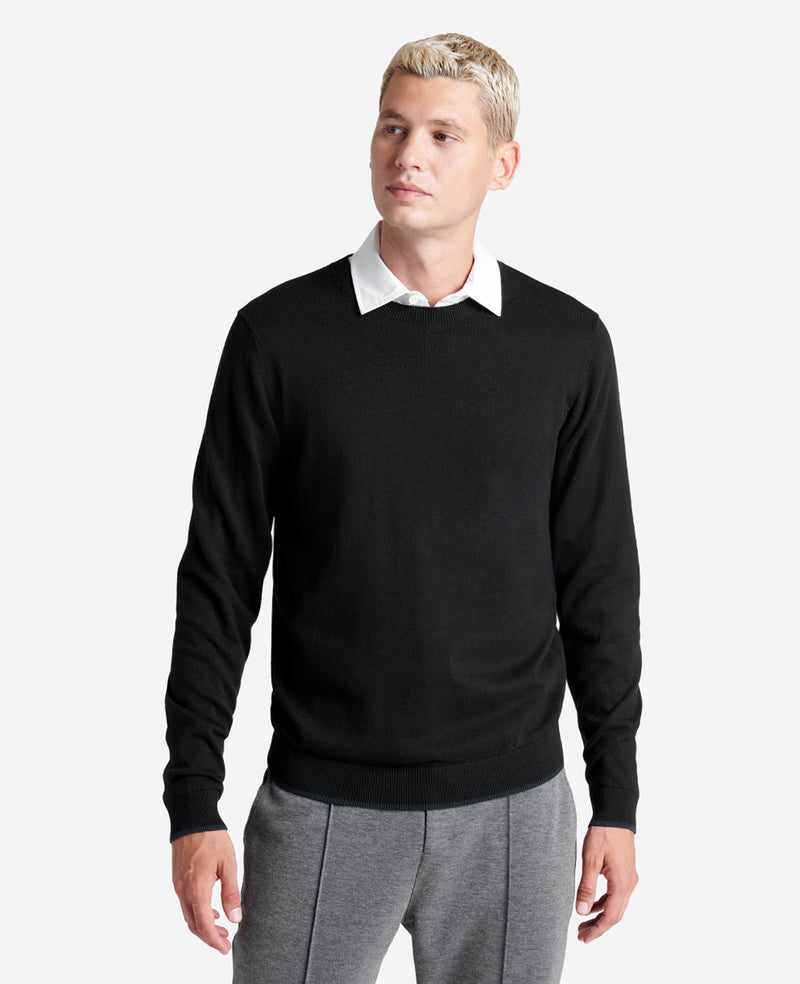 Kenneth Cole Men's Slim Fit Lightweight Crewneck Pullover Sweater - Black-Large Kenneth Cole Men's Slim Fit Lightweight Crewneck Pullover Sweater - Black-Large
