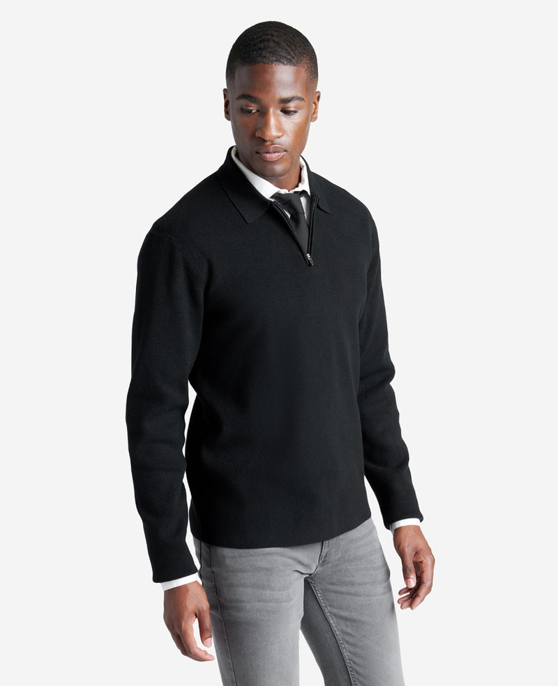 Shop Men's Long Sleeve Polo Sweater Black | Kenneth Cole Shop Men's Long Sleeve Polo Sweater Black | Kenneth Cole