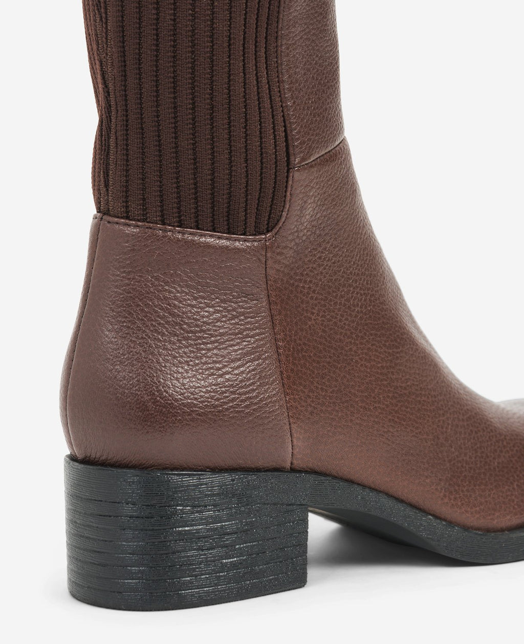 Levon Leather & Rib Knit Knee Boot Wide Calf