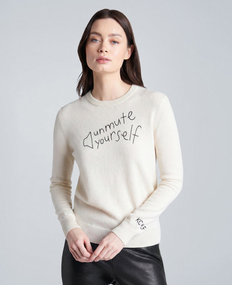 Kenneth Cole - Lingua Franca Unmute Yourself Unisex Cashmere Crewneck Sweater Men's Apparel for Unisex