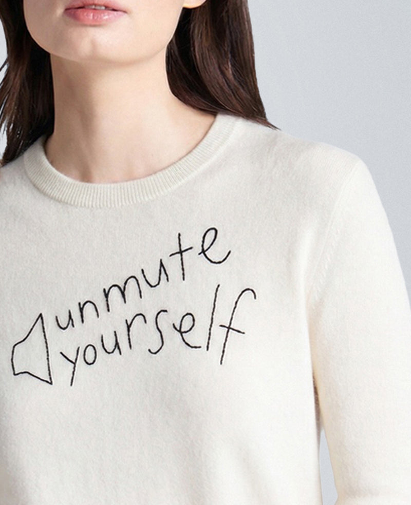 Kenneth Cole - Lingua Franca Unmute Yourself Unisex Cashmere Crewneck Sweater Men's Apparel for Unisex