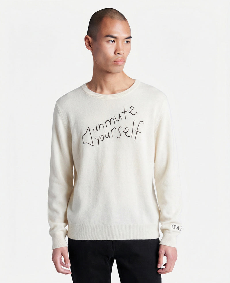 Kenneth Cole - Lingua Franca Unmute Yourself Unisex Cashmere Crewneck Sweater Men's Apparel for Unisex