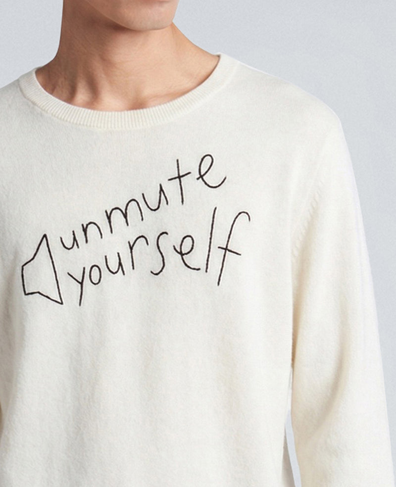 Kenneth Cole - Lingua Franca Unmute Yourself Unisex Cashmere Crewneck Sweater Men's Apparel for Unisex