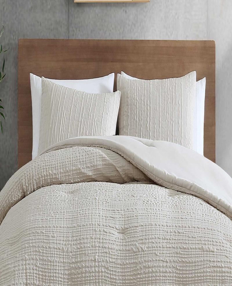 Kenneth Cole - Serenity Wavy Lines Beige Duvet Cover Set HOME BEDDING