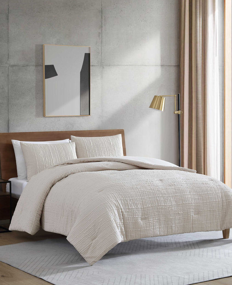 Kenneth Cole - Serenity Wavy Lines Beige Duvet Cover Set HOME BEDDING