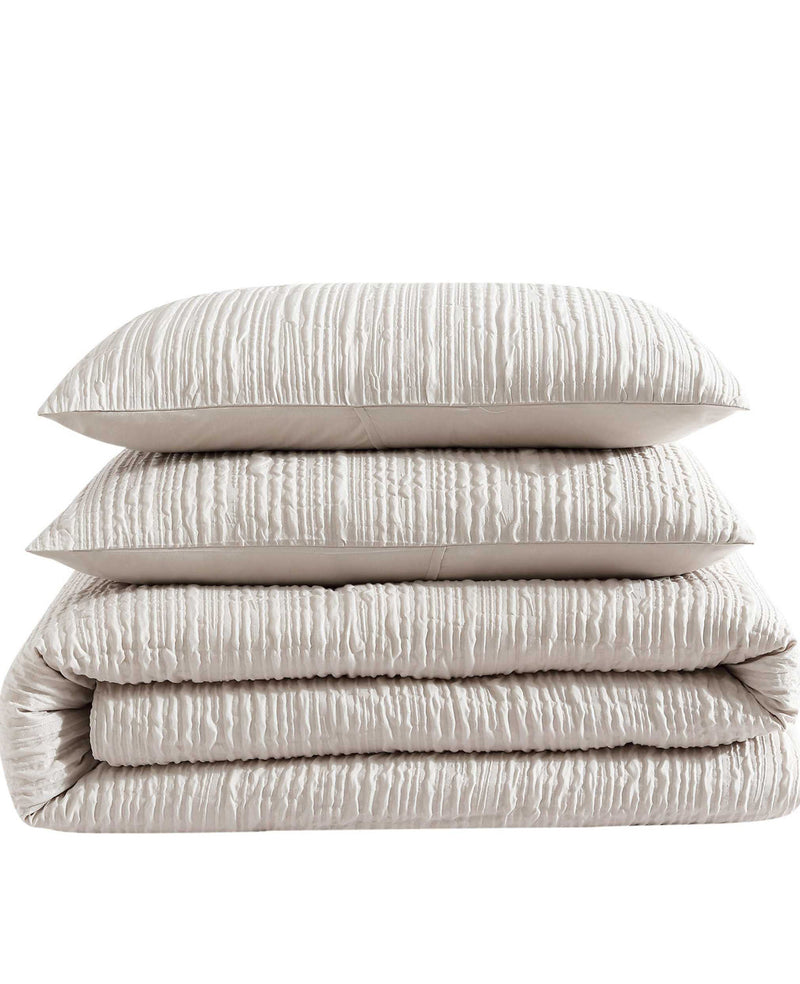 Kenneth Cole - Serenity Wavy Lines Beige Duvet Cover Set HOME BEDDING