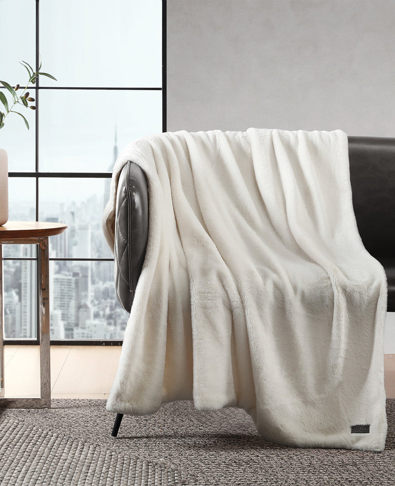 Kenneth Cole - Faux Fur Solid Throw Blanket HOME BEDDING