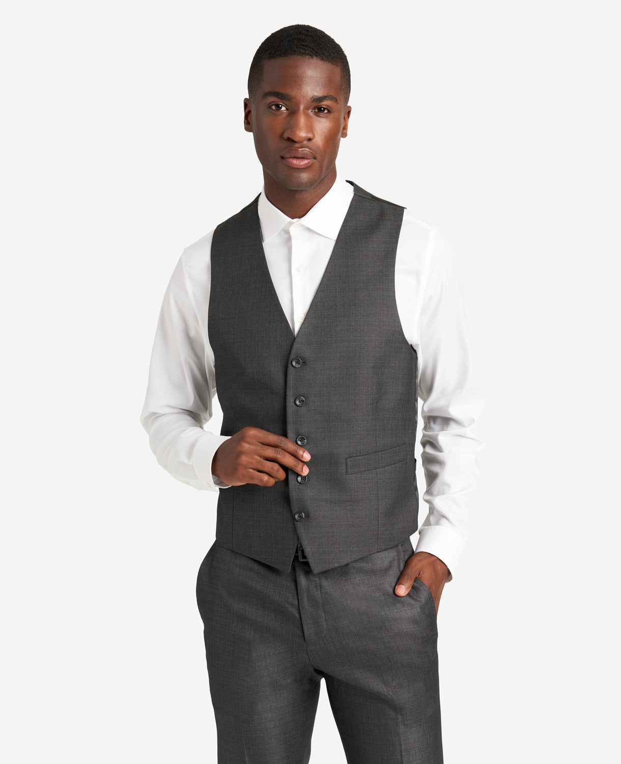Five Button Besom pocket Mens Slim Fit Suit Separates Vest Gray main image 0