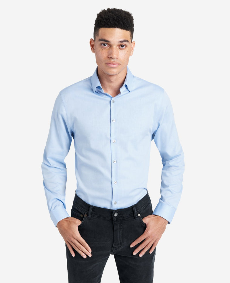 light blue dress shirt slim fit Men - Easy-iron - Size: XS this dress shirt from the Travelerreg Collection keeps you comfortable on the go Non-Iron Twill Dress Shirt |