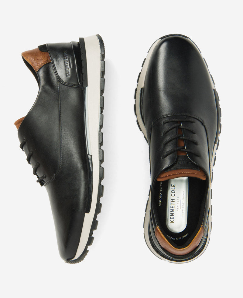 Kenneth Cole | Kev Leather Lace-Up With Techni-cole in Black/Grey, Size: 8 Kenneth Cole | Kev Leather Lace-Up With Techni-cole in Black/Grey, Size: 8