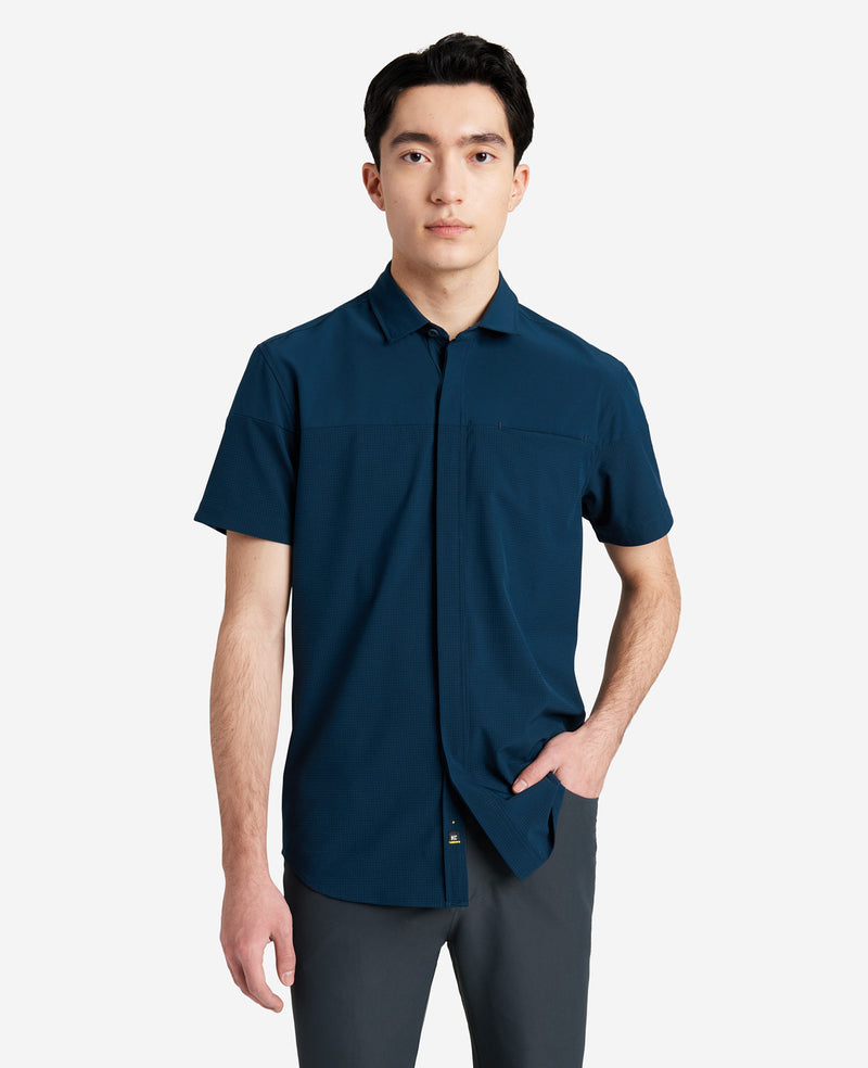 Kenneth Cole - Stretch Short Sleeve Button-Down Shirt MENS KNITS for Men