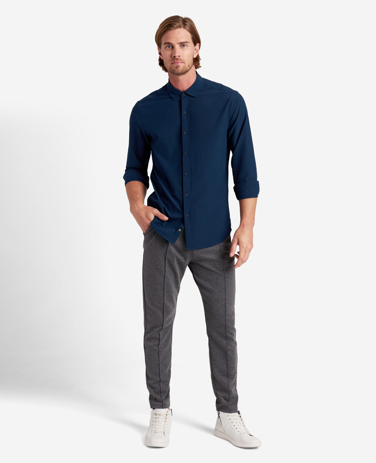 Water-Resistant Stretch Long-Sleeve Sport Shirt | Kenneth Cole