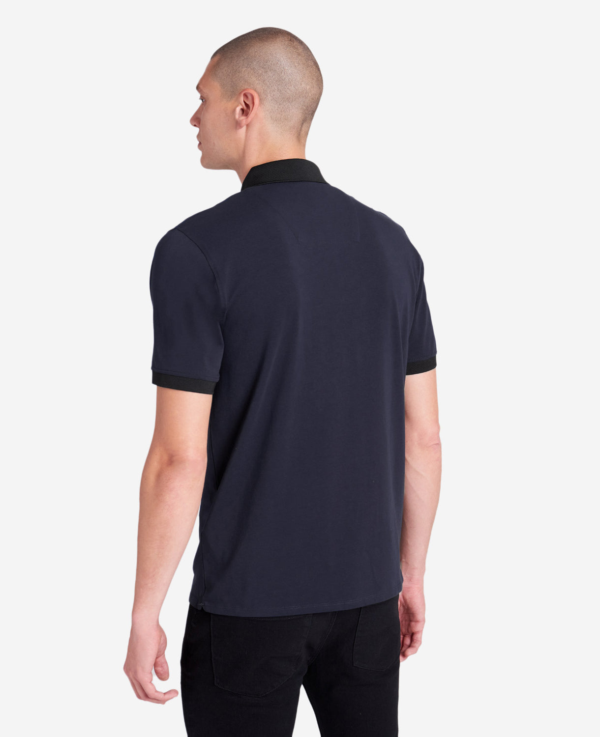 Navy Polo Shirt with Colorblock Collar – 4-Way Stretch | KC