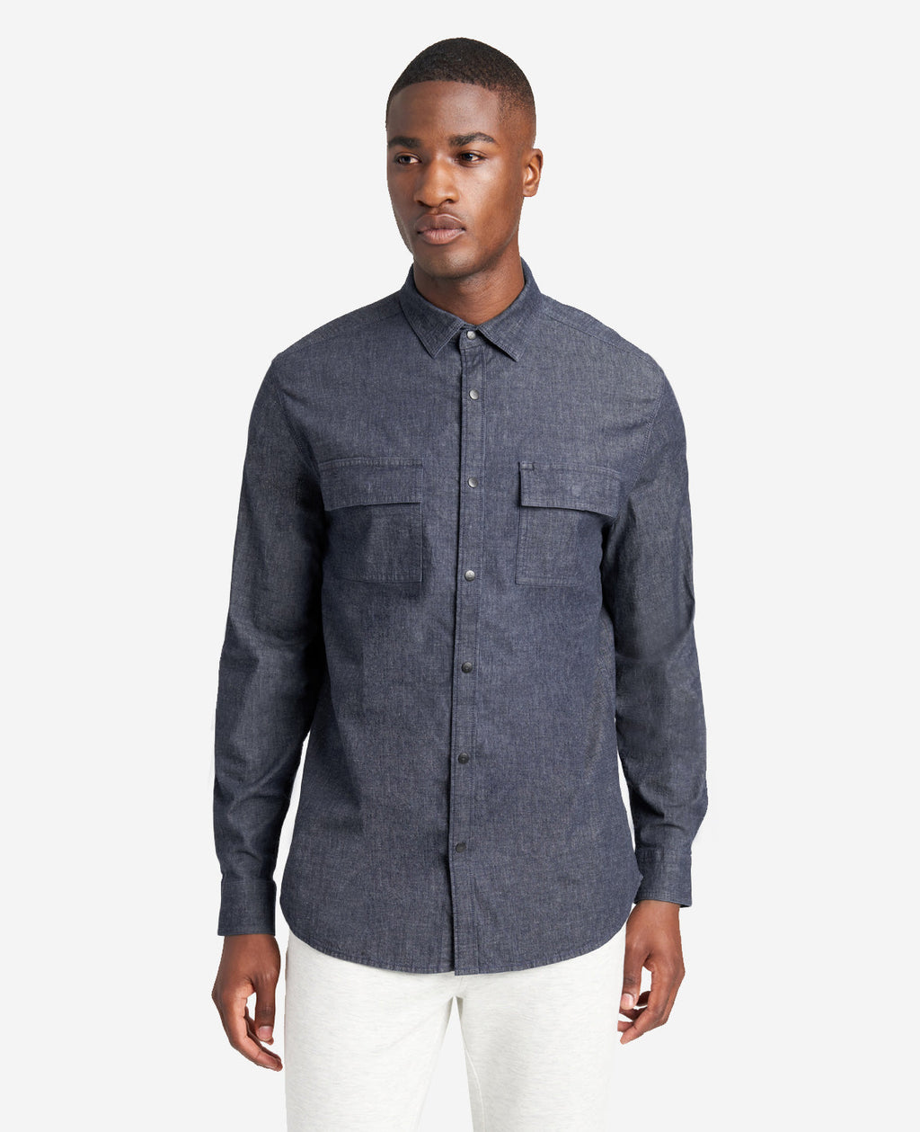 Kenneth Cole - Slim-Fit Organic Stretch Denim Two Pocket Shirt MENS DENIM for Men 