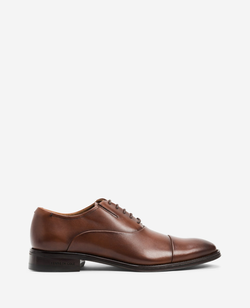 Shop Tully Cognac Leather Cap Toe Oxford Kenneth Cole