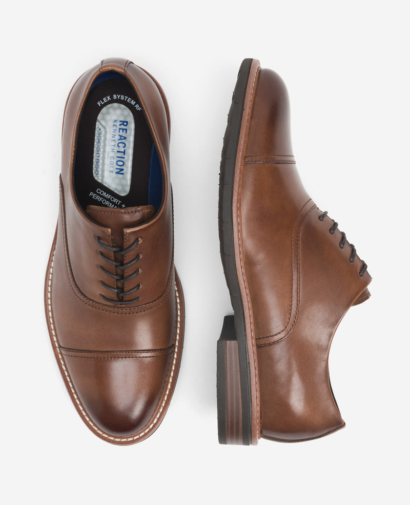 Reaction Kenneth Cole | Reaction - Klay Cap Toe Oxford Shoe With Flex in COGNAC, Size: 7.5 by Kenneth Cole Reaction Kenneth Cole | Reaction - Klay Cap Toe Oxford Shoe With Flex in COGNAC, Size: 7.5 by Kenneth Cole